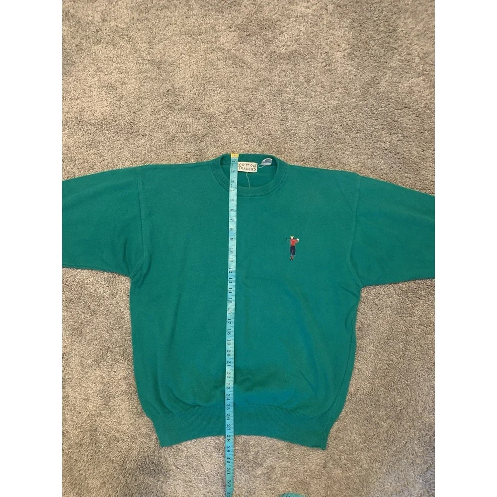 Vintage Cotton Traders Sweater XL Green Knit Pullover Cotton Golf Grandpa Core